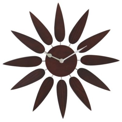Tu Dark Wood Flower Wall Clock