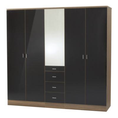 Arizona 5-door Centre Mirror and Drawers Wardrobe