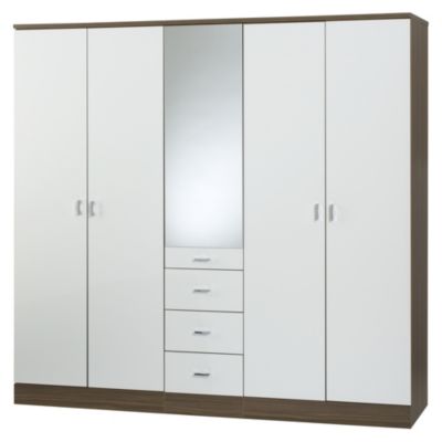 Nebraska 5-door Centre Mirror and Drawers Wardrobe