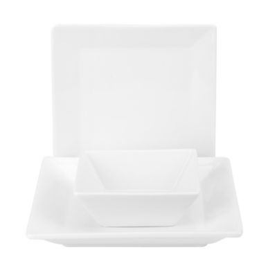 Square White Porcelain 12-piece Dinner Set