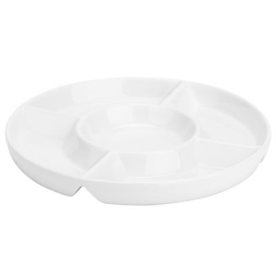 Tu Chunky White Porcelain Divided Serving Platter