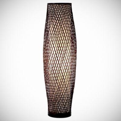 Rattan-effect Ribbed Floor Lamp