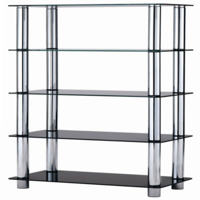 Camden Metal and Black Glass 5-tier Shelving Unit