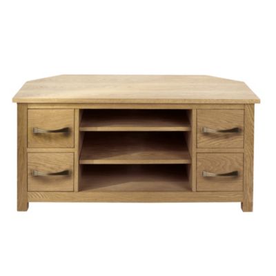 Oak Veneer Corner TV Unit