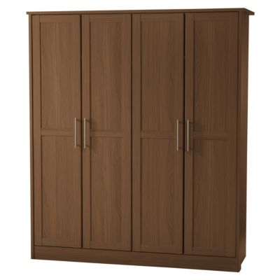 Delta Walnut Effect 4-door Wardrobe