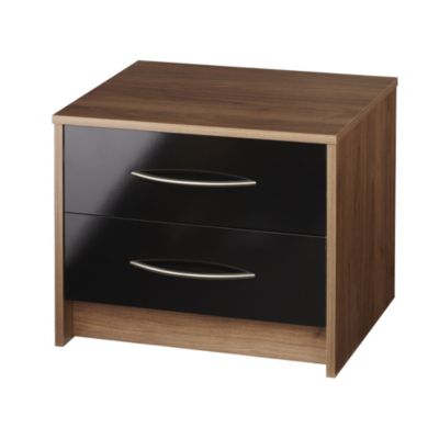 Statutory Colorado 2-drawer Bedside Cabinet Black Gloss