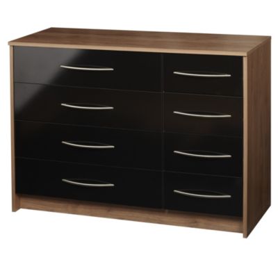 Addspace Colorado Black Gloss 4 4 Drawer Chest of Drawers