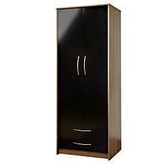 Addspace Colorado 2-door 2-drawer Wardrobe Black Gloss