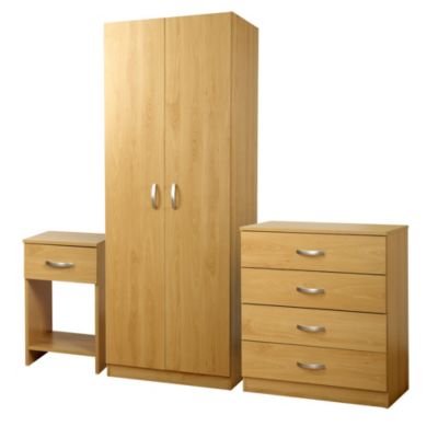 3-piece Beech-effect Bedroom Set