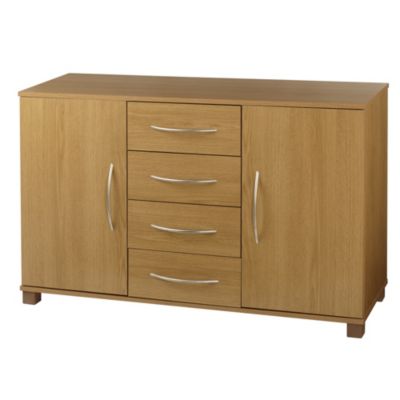 Addspace York Oak-effect 2-door 4-drawer Sideboard