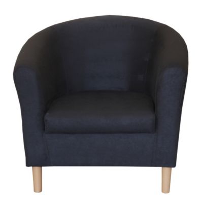 Tub Chair in Black Faux Suede