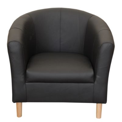 Tub Chair in Black Leather