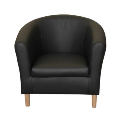 Tub Chair in Black Faux Leather