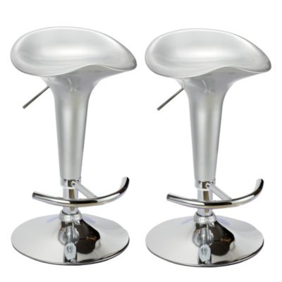 Emma Pair of Silver Bar Stools