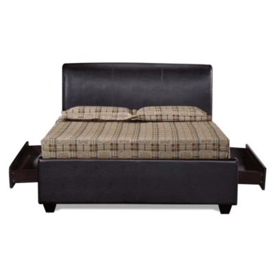 Anna Faux Leather Double Bed with Storage Drawers