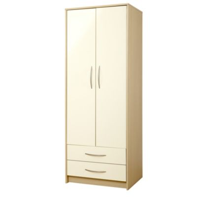 Colorado 2-door 2-drawer Wardrobe Cream Gloss