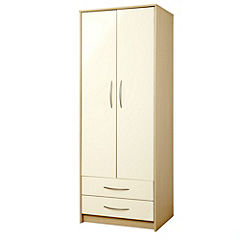 Addspace Colorado 2-door 2-drawer Wardrobe White Gloss