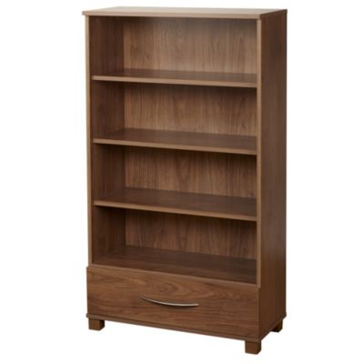 York Walnut-effect Single Drawer Bookcase