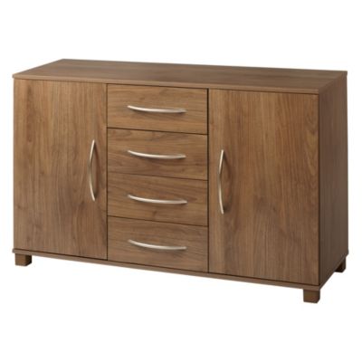 Addspace York Walnut-effect 2-door 4-drawer Sideboard