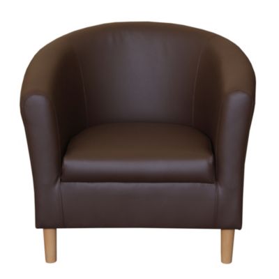 Tub Chair in Chocolate Faux Leather