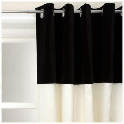 Contrast Faux Silk/Velvet Eyelet Curtains