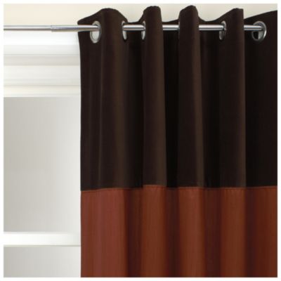 Tu Contrast Faux Silk/Velvet Eyelet Curtains