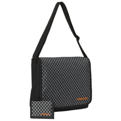 Head Checked Record Bag and Wallet Set Black and Charcoal