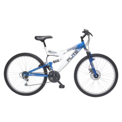 Flite Reactor Full Suspension 18-speed Unisex Mountain Bike White and Blue