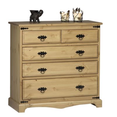 Statutory Santa Fe Waxed Pine 5-drawer Chest of Drawers