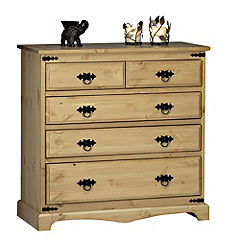 Santa Fe Waxed Pine 5-drawer Chest of Drawers