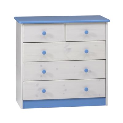 Statutory Atlanta 5-drawer Chest of Drawers Blue and White