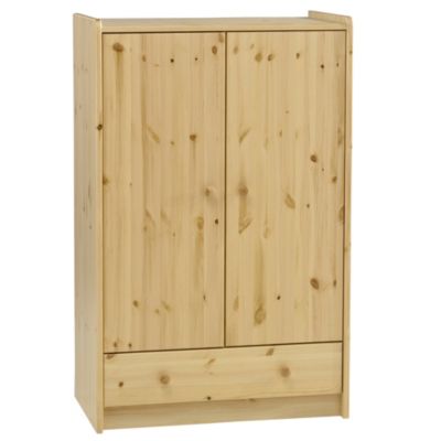 Statutory Vermont Pine 2-door 1-drawer Low Wardrobe