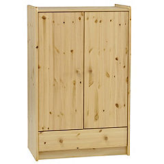 Vermont Pine 2-door 1-drawer Low Wardrobe