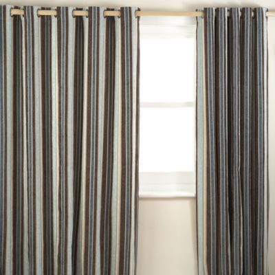 Tu Chenille Stripe Duck Egg Curtain