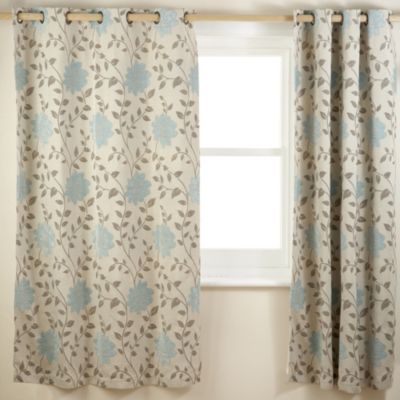 Tu Chenille Floral Duck Egg Curtains 120636011