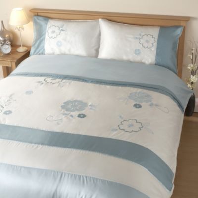 Tu Duck Egg Floral Panel Bed Linen Set