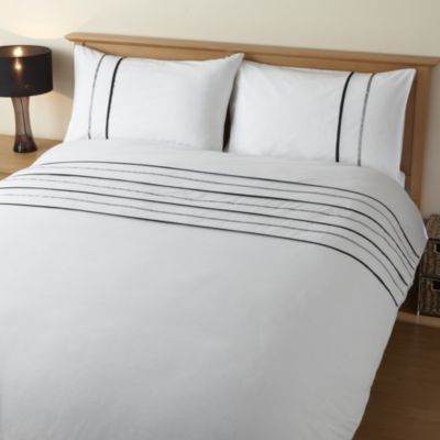 Tu Black and Grey Ribbon Pin Tuck Bed Linen Set
