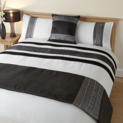 Tu Black & Grey Panel Bed in a Bag - includes Duvet Cover, Pillowcase, Runner and Cushion Cover