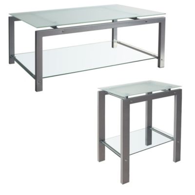 Statutory Hampton Metal/Glass Coffee Table and Tall End