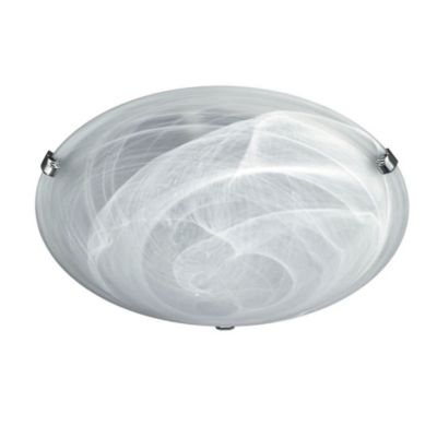 Statutory Glass 2 Light Flush Ceiling Light with Chrome