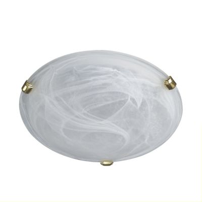 Statutory Glass Flush Ceiling Light with Brass-effect Clips
