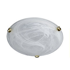 Glass Flush Ceiling Light with Brass-effect Clips