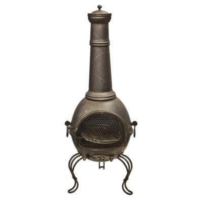 Extra Large Bronze Steel Chimenea with Cooking Grill