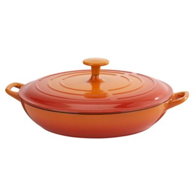 Cook's Collection Orange 3L Cast Iron Shallow Casserole Dish