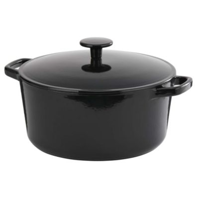 Cook's Collection Cast Iron Casserole Dish 5L Black