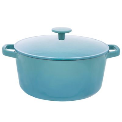 Cook's Collection Cast Iron Casserole Dish 5L Teal Blue