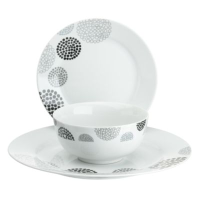 Tu Black Pebble Porcelain 12-piece Dinnerware Set