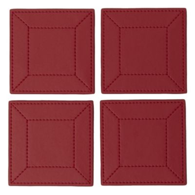 Tu Red Faux Leather Coasters 4-pack