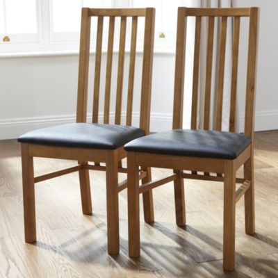 Mix and Match Oak Extended Back Pair of Dining Chairs