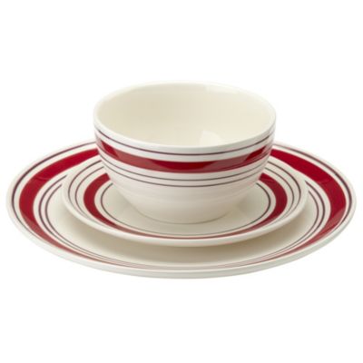 Tu Red Summer Stripe 12-piece Dinnerware Set